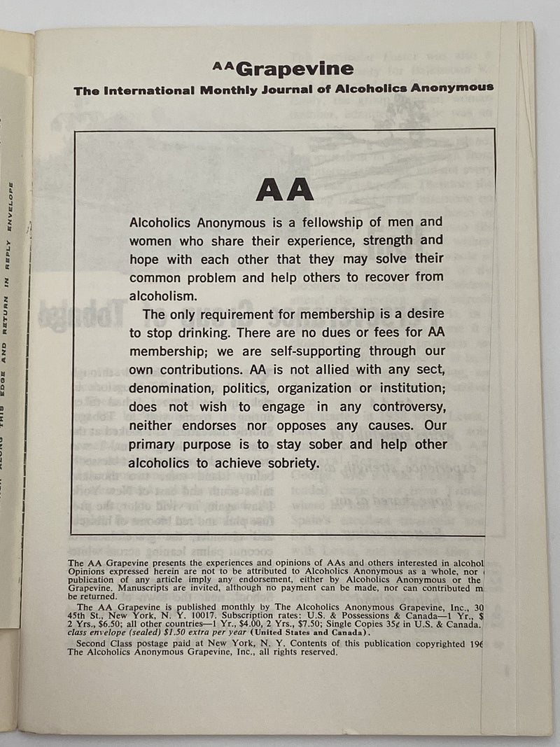 AA Grapevine - April 1968 Recovery Collectibles