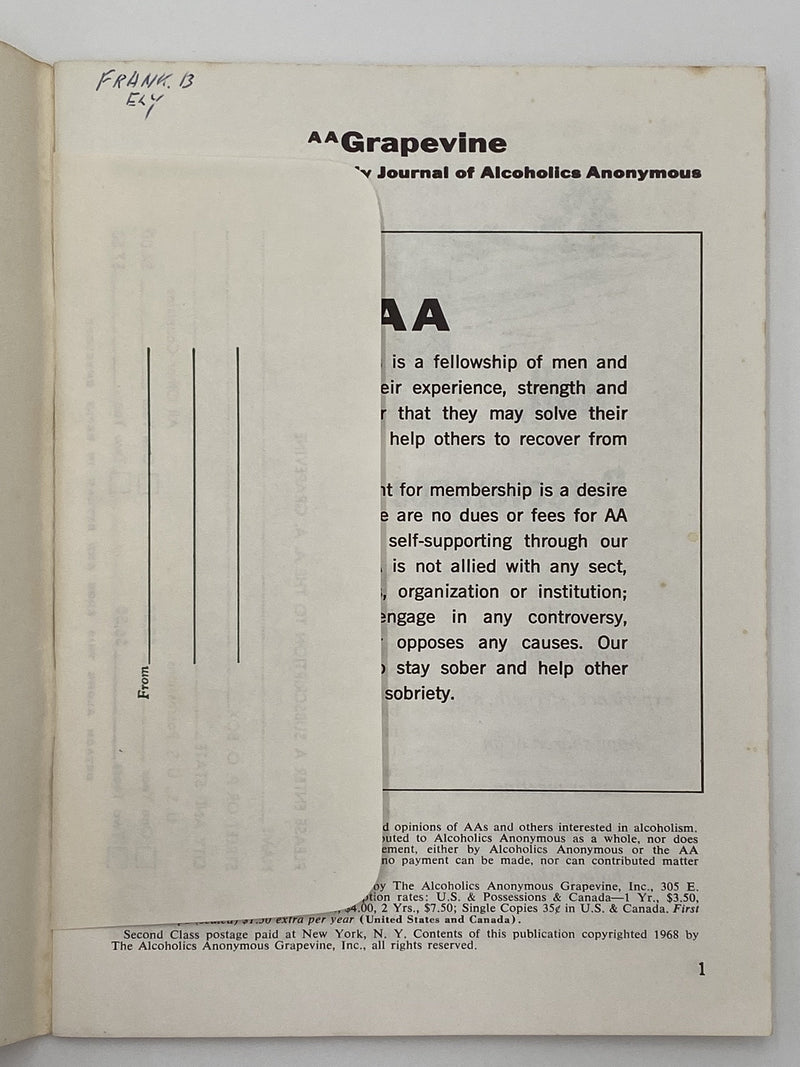 AA Grapevine - April 1968 Recovery Collectibles