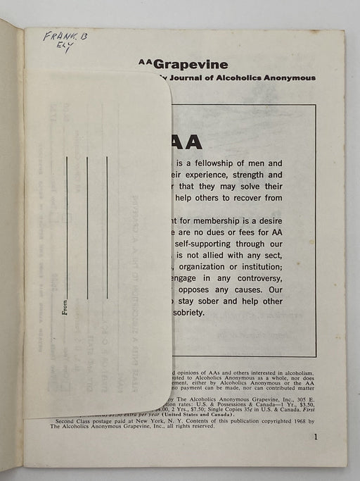 AA Grapevine - April 1968 Recovery Collectibles