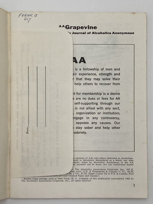 AA Grapevine - April 1968 Recovery Collectibles