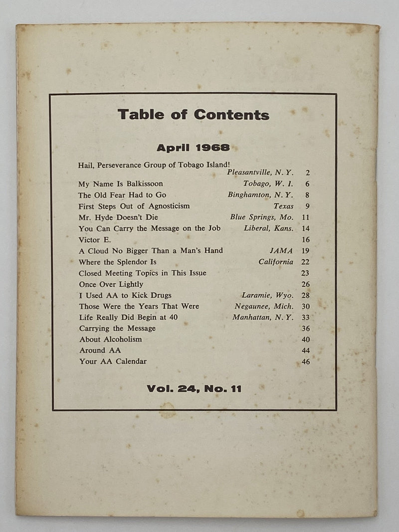 AA Grapevine - April 1968 Recovery Collectibles