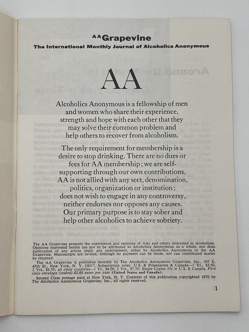 AA Grapevine - Around the World in One-Day-at-a-Time - February 1970 Recovery Collectibles
