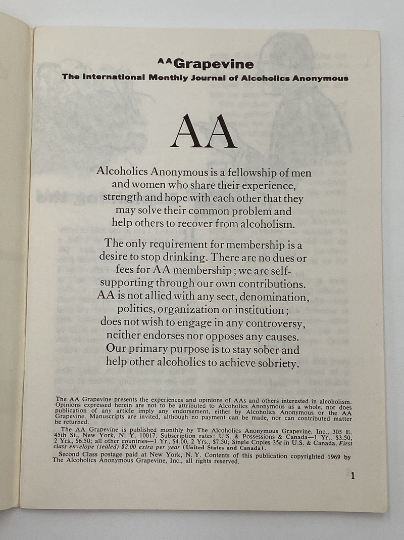 AA Grapevine - August 1969 Recovery Collectibles