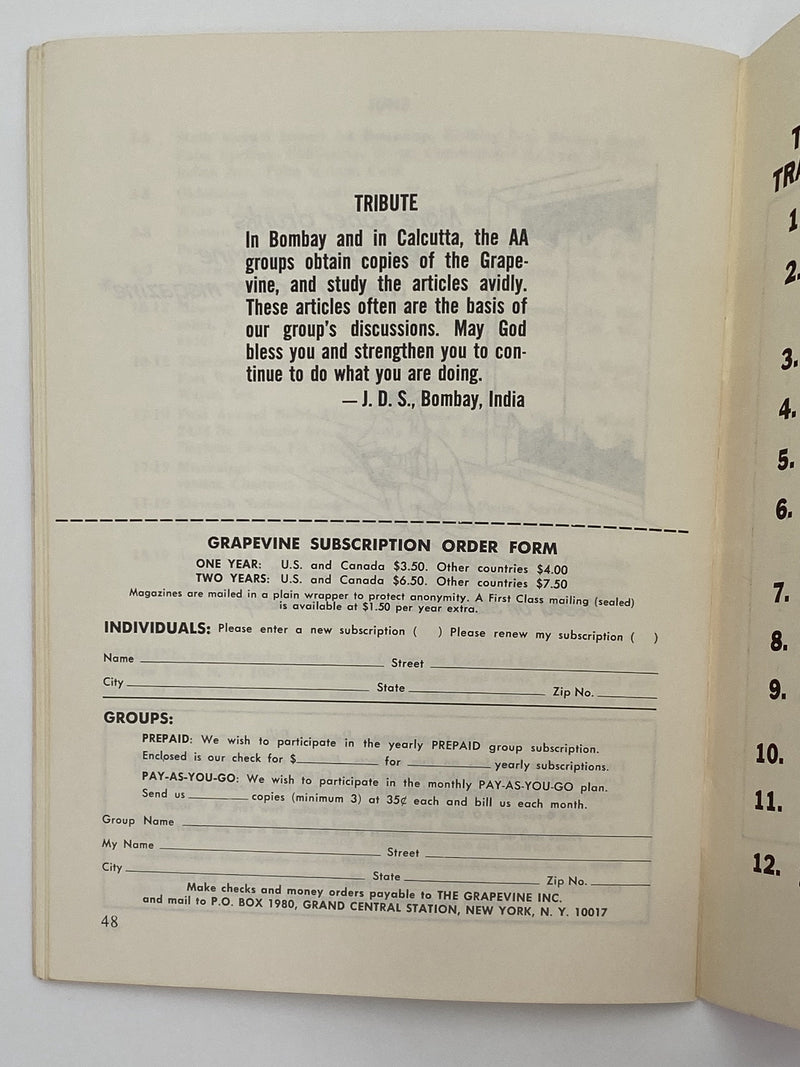 AA Grapevine - Bill W on Why We Are Anonymous - May 1966 Recovery Collectibles
