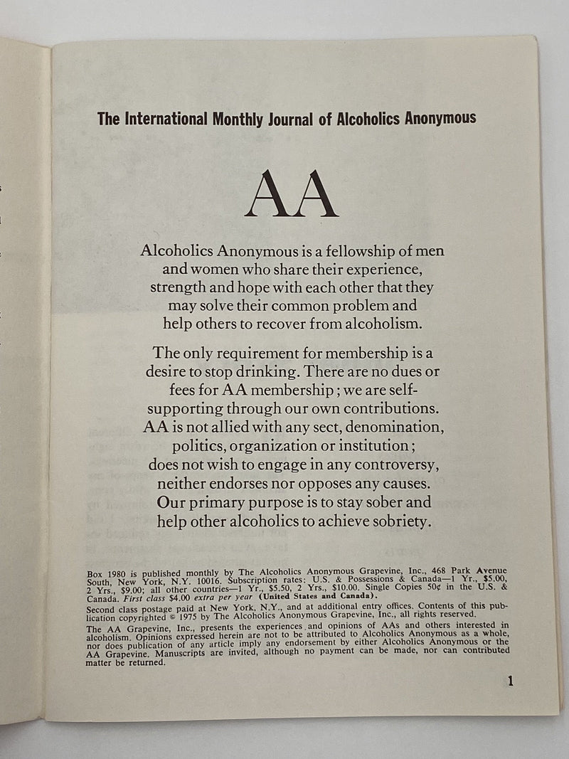 AA Grapevine - Breakup of a Marriage - August 1975 Recovery Collectibles