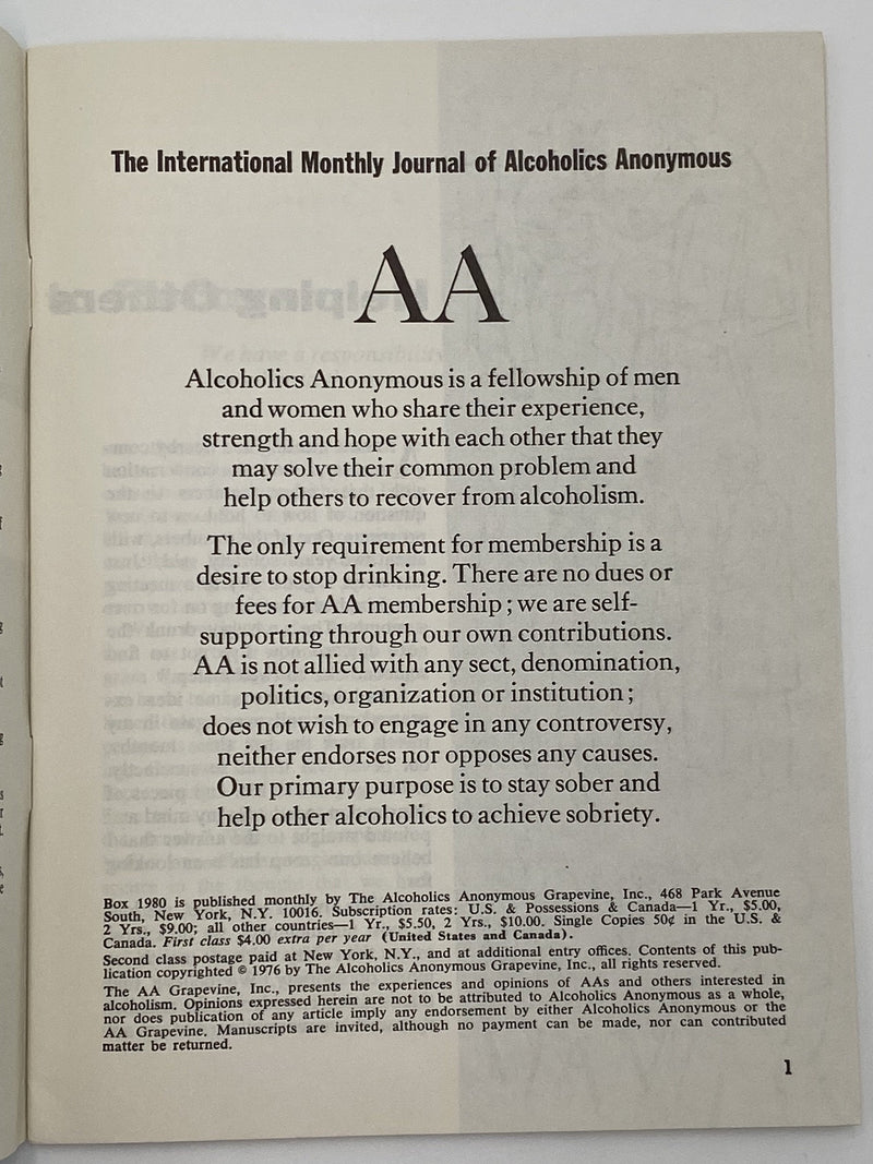 AA Grapevine - Can We Learn From Slips - March 1976 Recovery Collectibles
