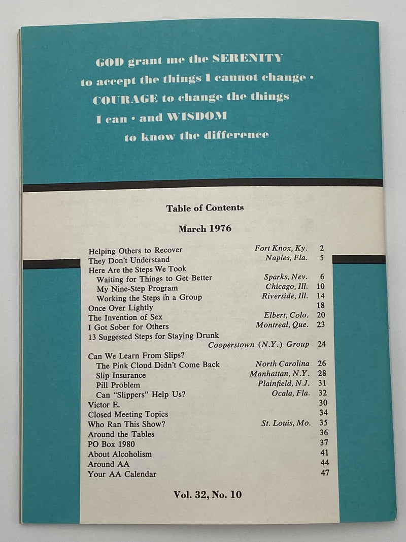 AA Grapevine - Can We Learn From Slips - March 1976 Recovery Collectibles