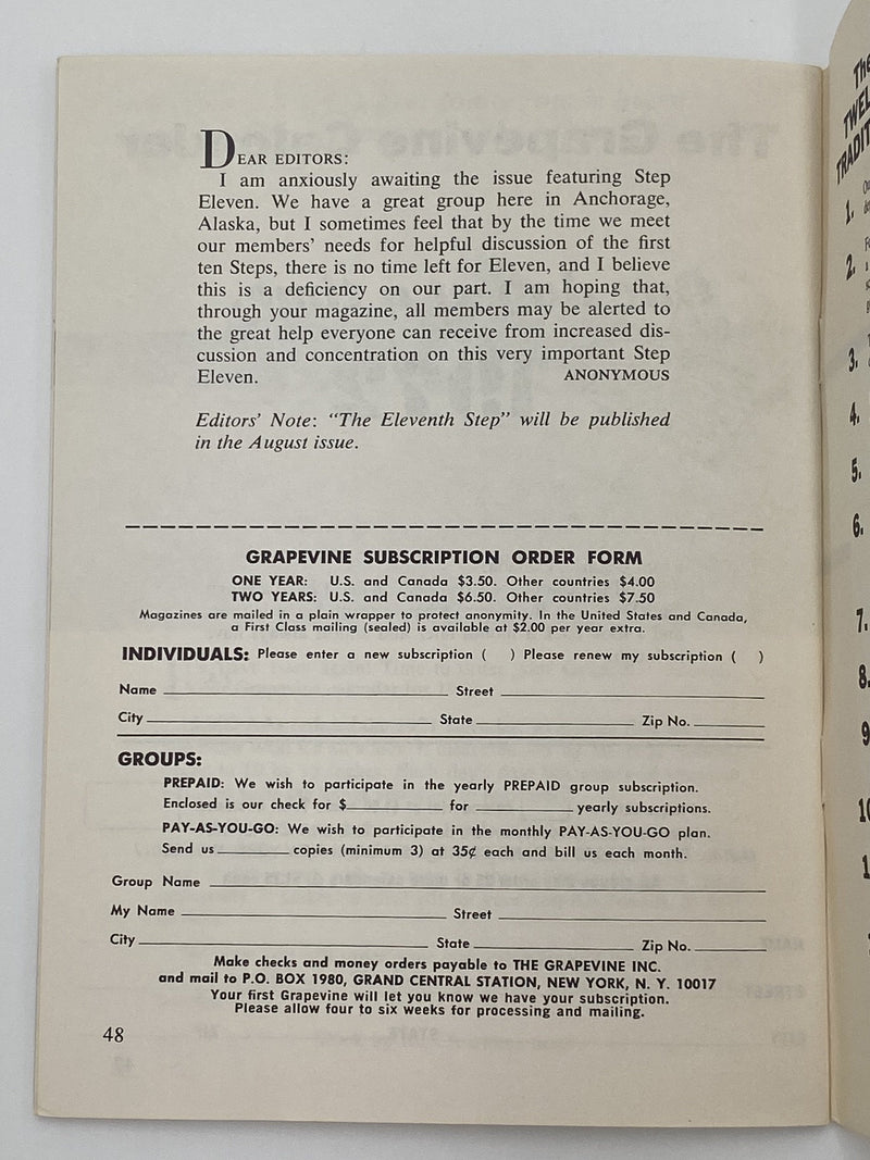 AA Grapevine - Comfortable Sobriety - July 1971 Recovery Collectibles