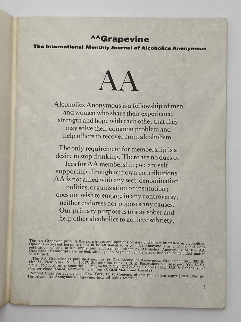 AA Grapevine - Convention Speakers - January 1969 Recovery Collectibles