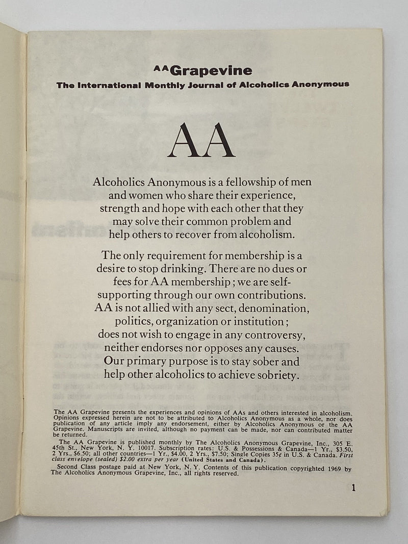 AA Grapevine - Cracking the ‘Secret’ of Big City AA - May 1969 Recovery Collectibles