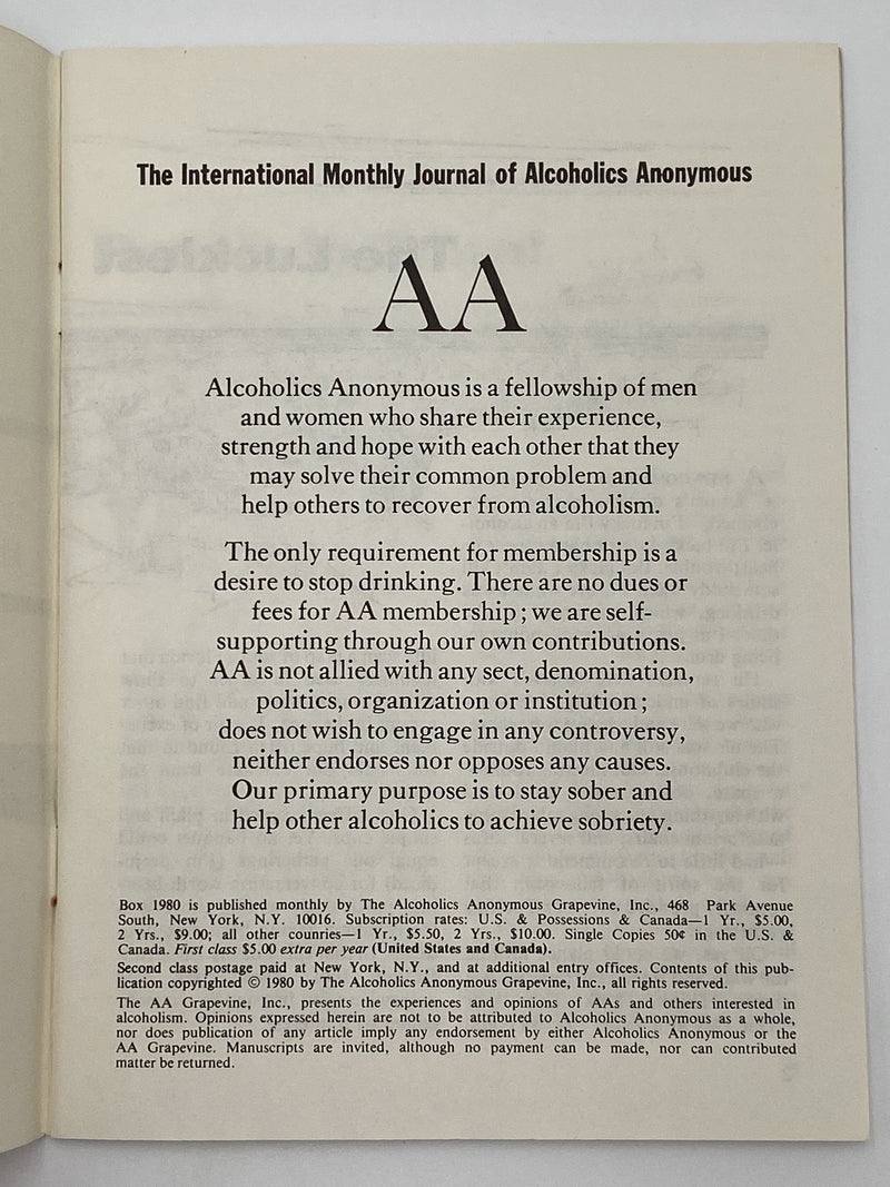AA Grapevine - Design for Living - March 1980 Recovery Collectibles