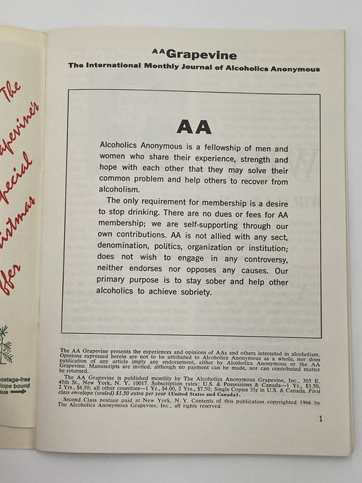 AA Grapevine - Do AAs Need Psychiatry - November 1966 Recovery Collectibles