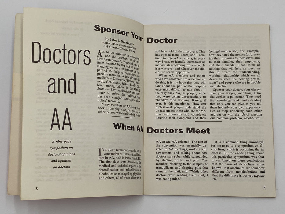 AA Grapevine - Doctors and AA - January 1976 Recovery Collectibles