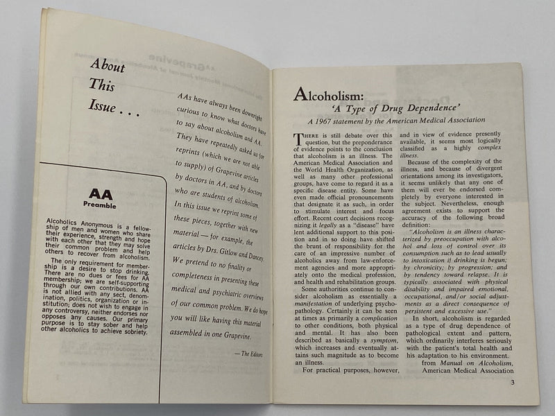 AA Grapevine - Doctors, Alcohol, and AA - October 1968 Recovery Collectibles