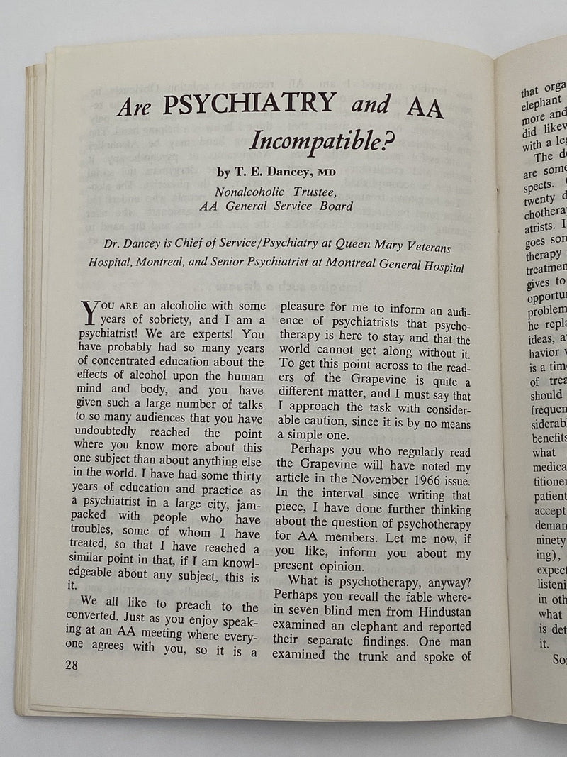 AA Grapevine - Doctors, Alcohol, and AA - October 1968 Recovery Collectibles