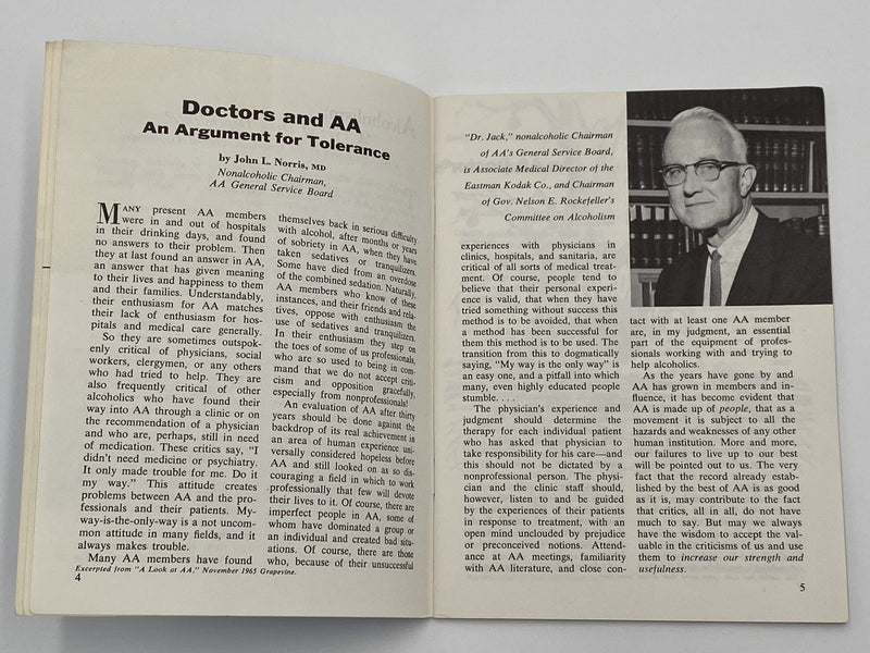 AA Grapevine - Doctors, Alcohol, and AA - October 1968 Recovery Collectibles