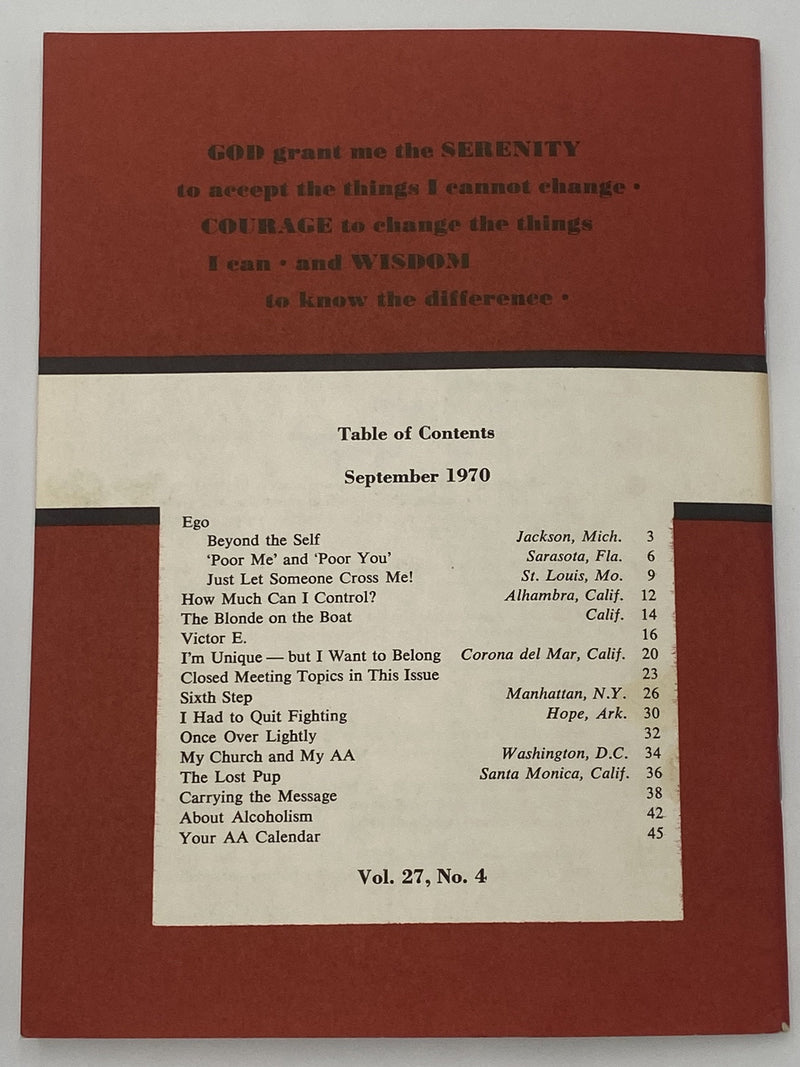 AA Grapevine - EGO - September 1970 Recovery Collectibles