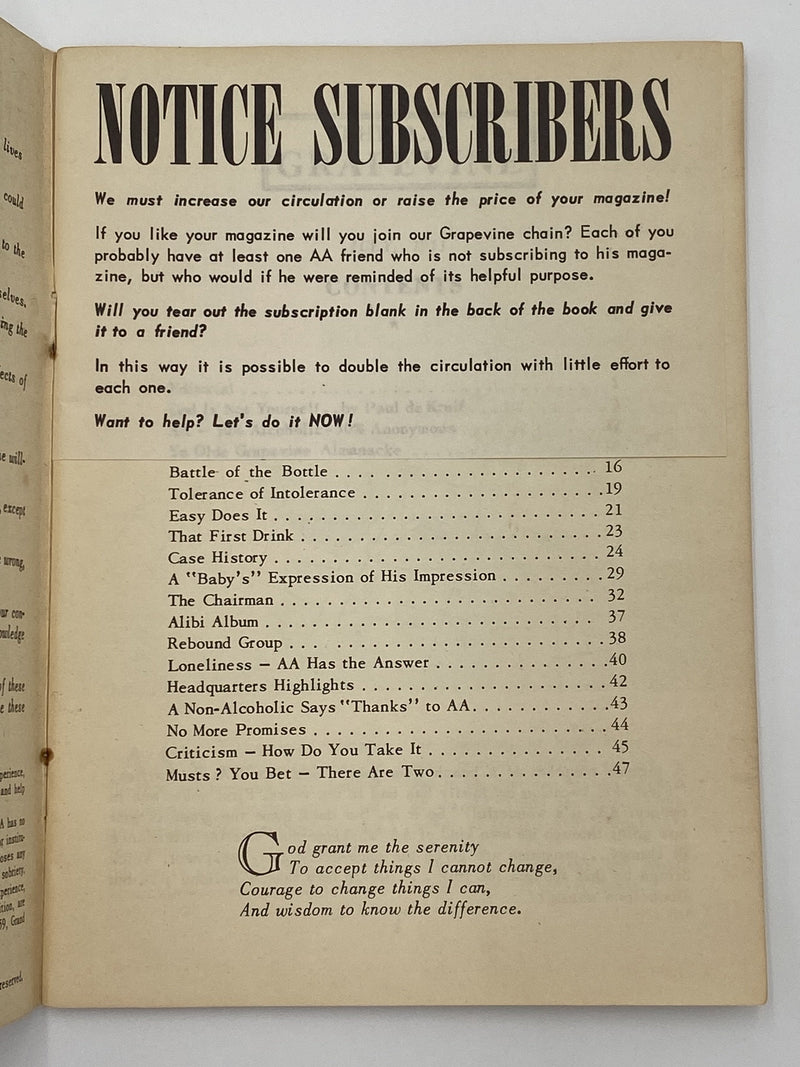 AA Grapevine - Easy Does It - July 1951 Recovery Collectibles