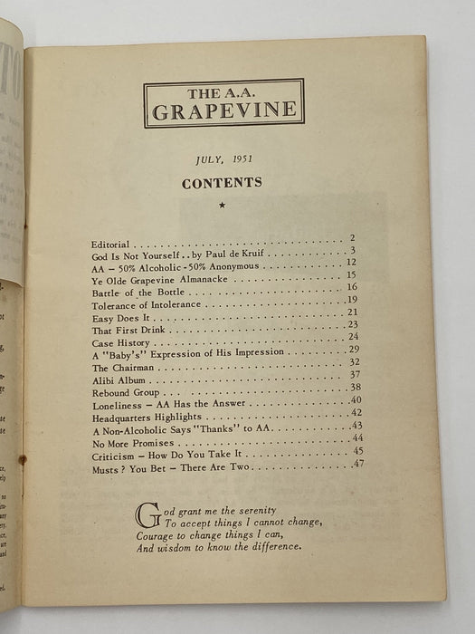AA Grapevine - Easy Does It - July 1951 Recovery Collectibles