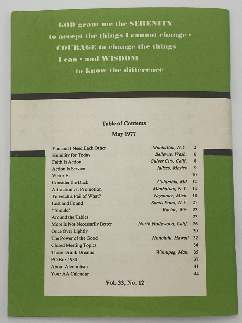 AA Grapevine - Faith is Action - May 1977 Recovery Collectibles