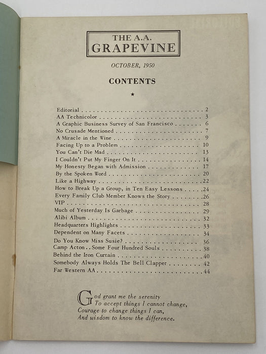 AA Grapevine - Far West Issue - October 1950 Recovery Collectibles