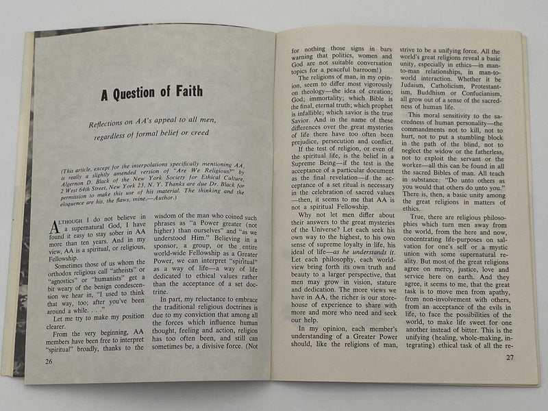 AA Grapevine - Fear - September 1963 Recovery Collectibles