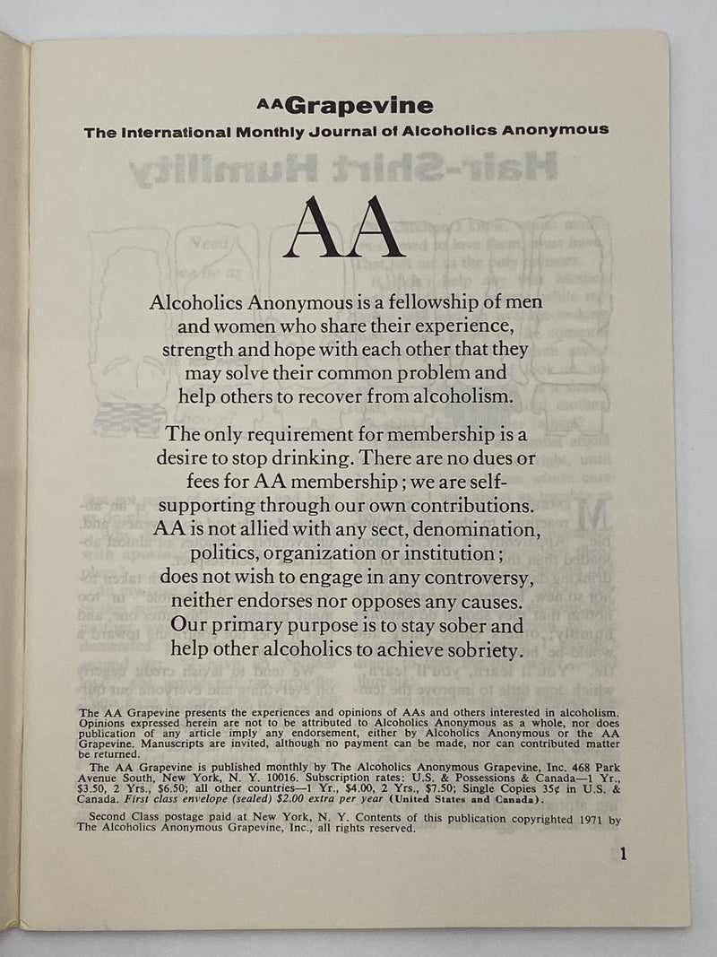 AA Grapevine - Fourth Concept - February 1972 Recovery Collectibles