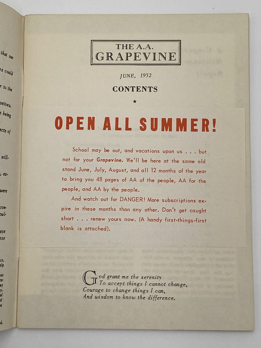 AA Grapevine - General Service Conference - June 1952 Recovery Collectibles