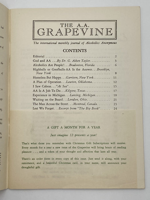 AA Grapevine - God and AA - November 1953 Recovery Collectibles
