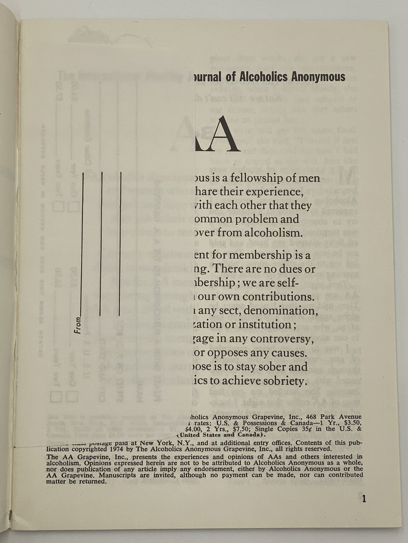 AA Grapevine - Gossip - May 1974 Recovery Collectibles