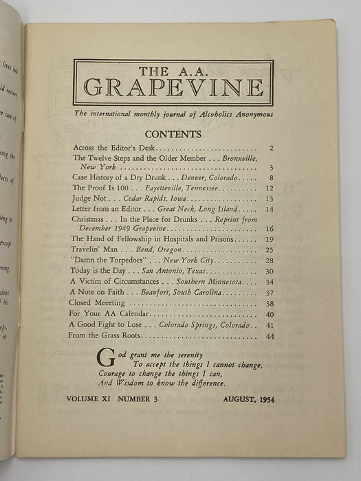 AA Grapevine - Hospitals and Prisons - August 1954 Recovery Collectibles