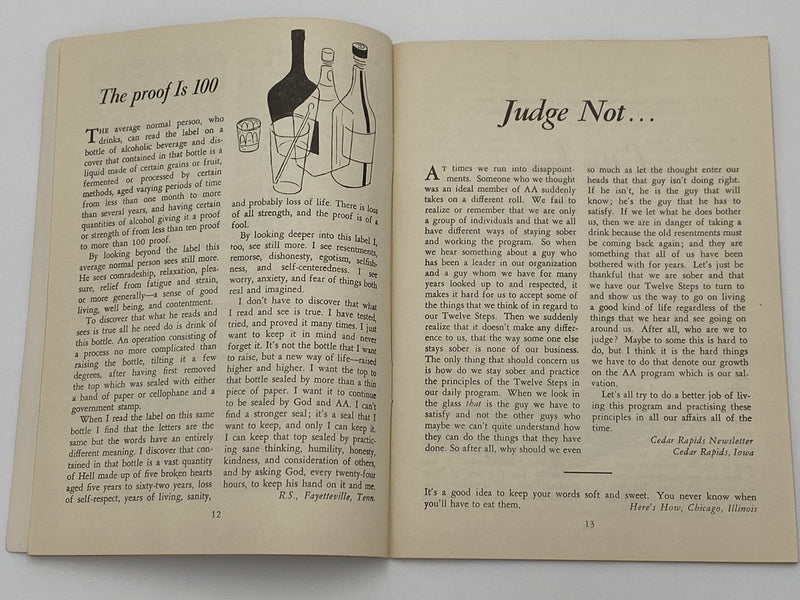 AA Grapevine - Hospitals and Prisons - August 1954 Recovery Collectibles