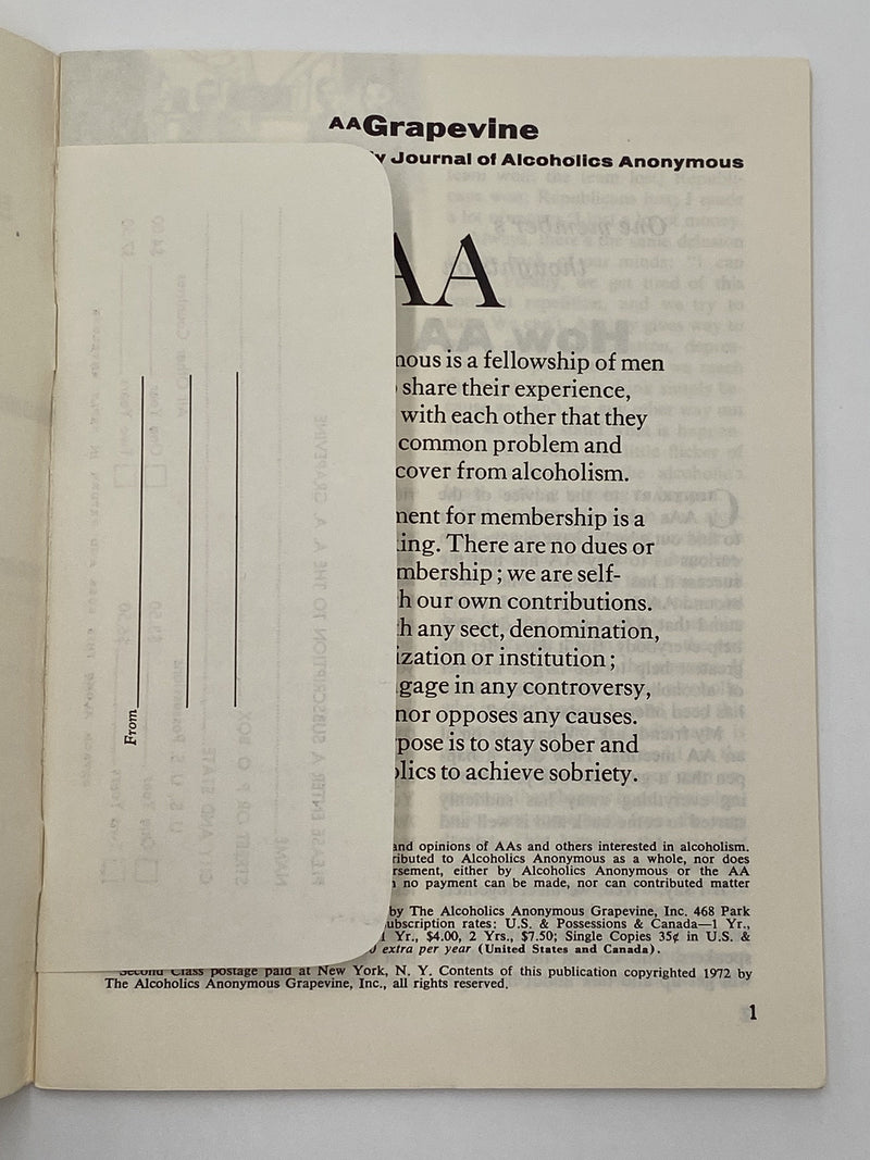 AA Grapevine - How AA Works - May 1972 Recovery Collectibles