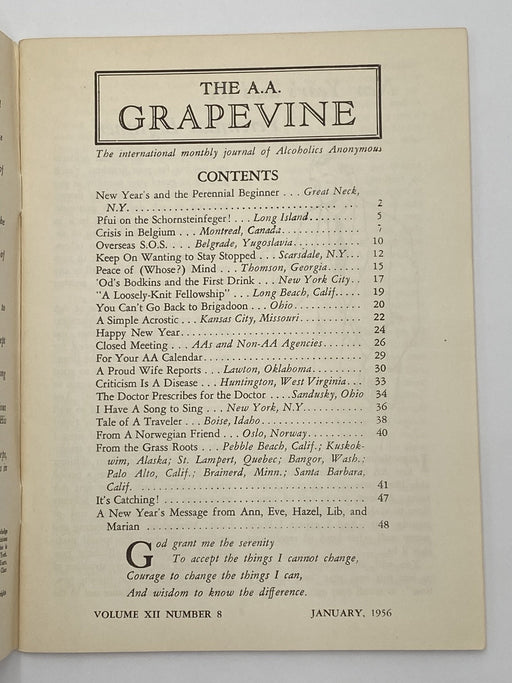 AA Grapevine - January 1956 Recovery Collectibles