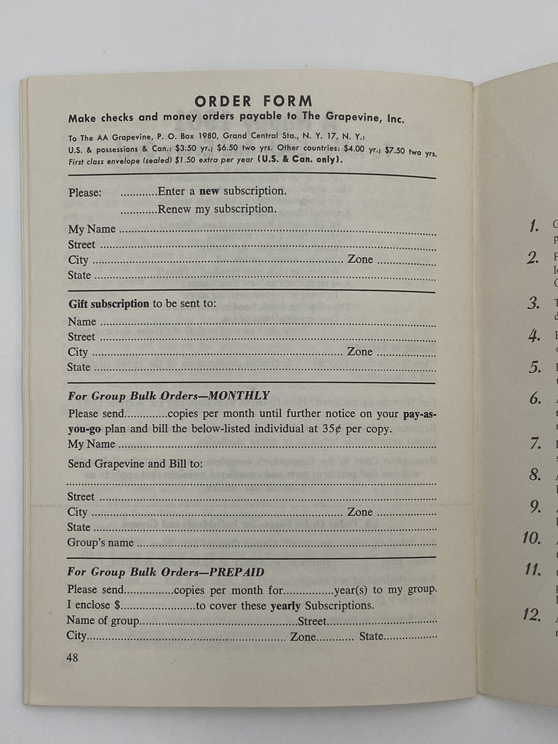 AA Grapevine - January 1961 Recovery Collectibles