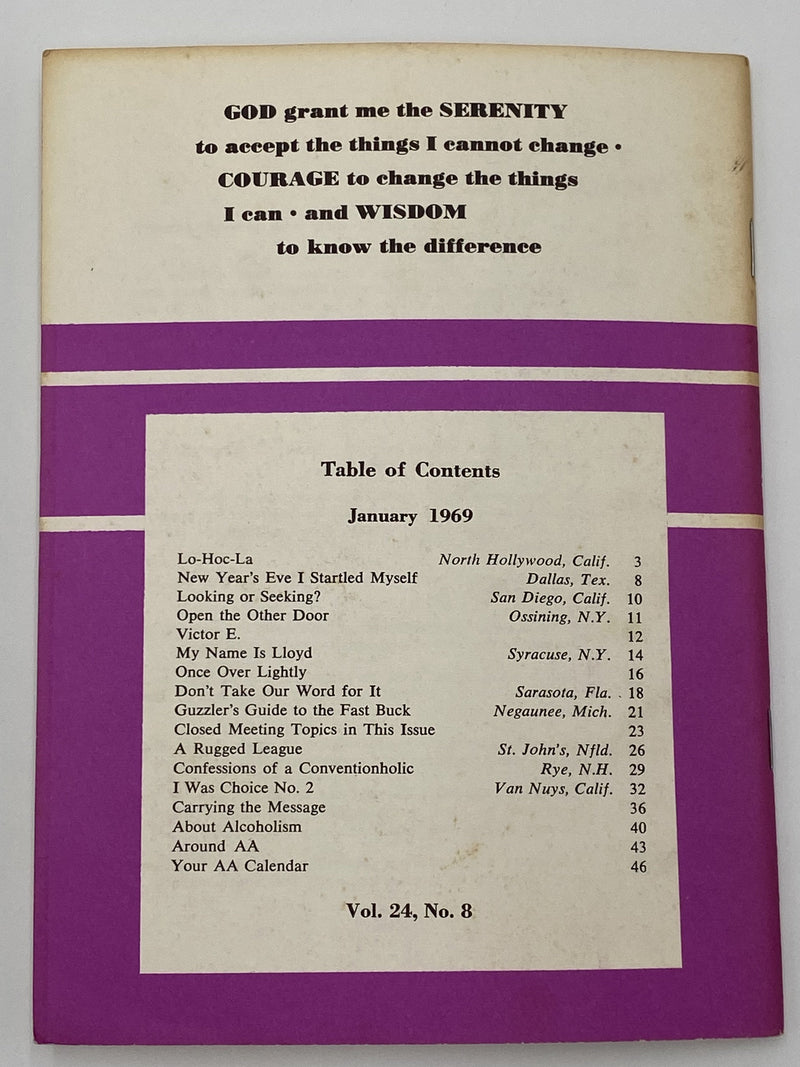 AA Grapevine - January 1969 - Convention Speakers Recovery Collectibles