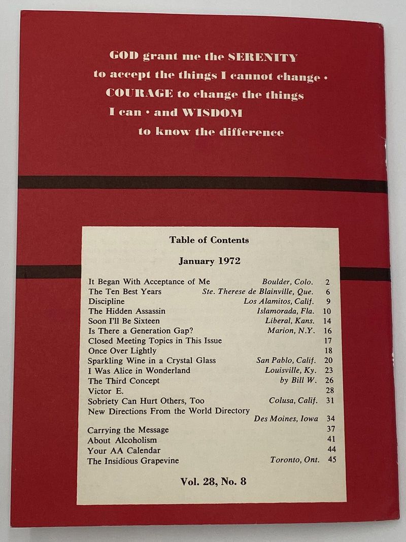 AA Grapevine - January 1972 Recovery Collectibles