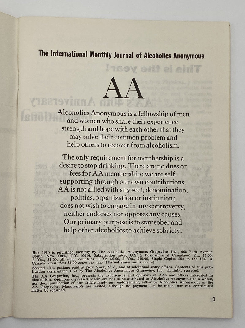 AA Grapevine - January 1975 - This is the Year Recovery Collectibles