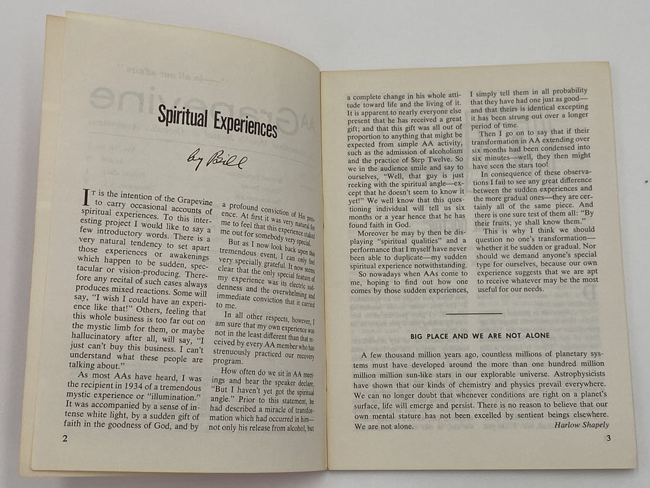 AA Grapevine - July 1962 - Spiritual Experiences by Bill Recovery Collectibles
