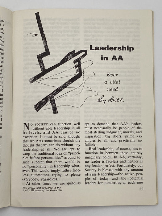 AA Grapevine - Leadership in AA by Bill - September 1968 Recovery Collectibles