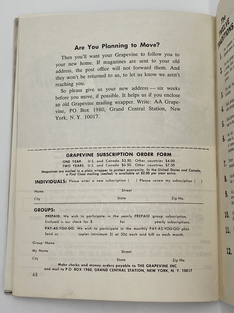 AA Grapevine - Leadership in AA by Bill - September 1968 Recovery Collectibles