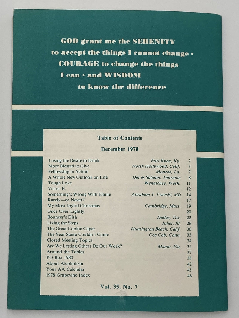 AA Grapevine - Losing The Desire to Drink - December 1978 Recovery Collectibles