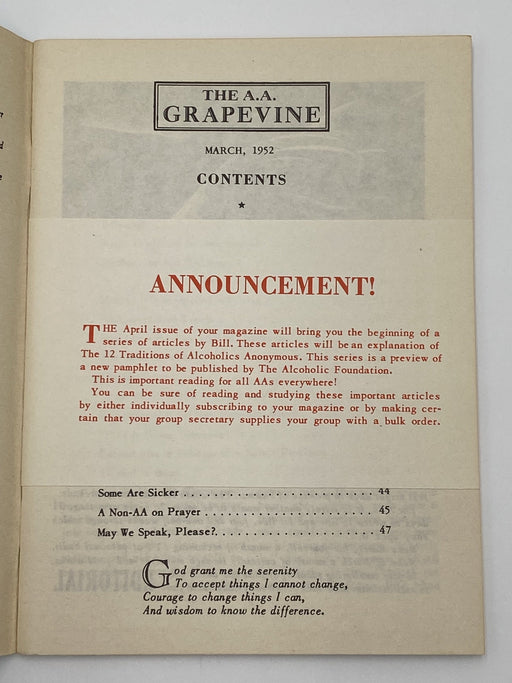 AA Grapevine - March 1952 Recovery Collectibles