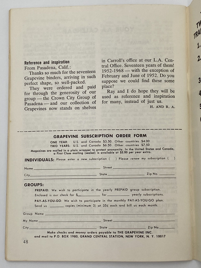 AA Grapevine - March 1969 - Anxiety/Tension Recovery Collectibles
