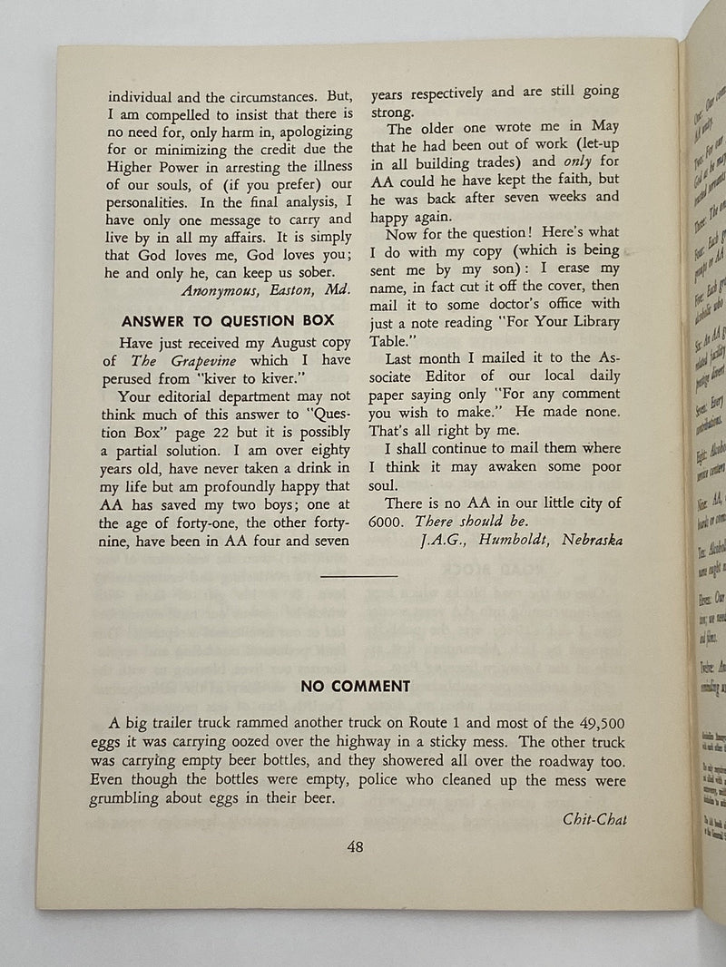 AA Grapevine - October 1953 Recovery Collectibles