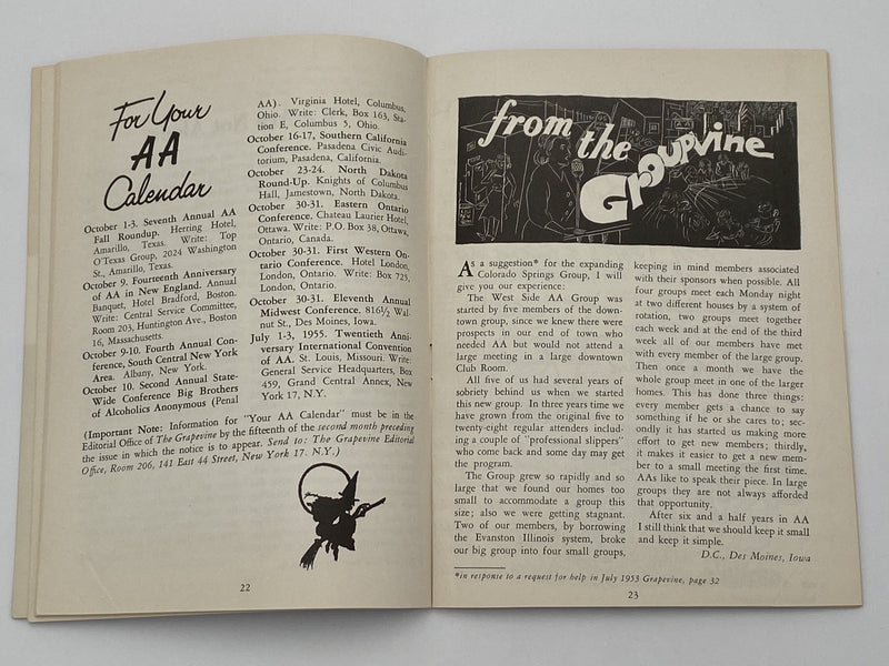 AA Grapevine - October 1954 Recovery Collectibles