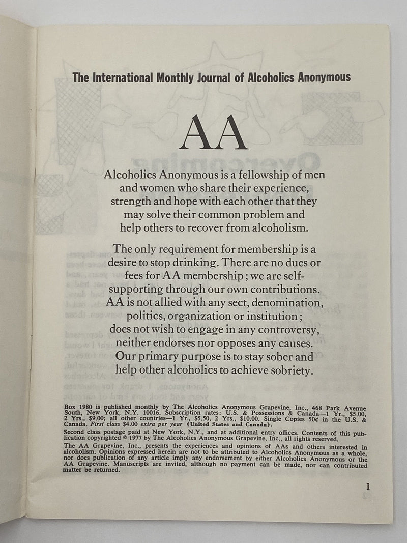 AA Grapevine - Overcoming Depression - August 1977 Recovery Collectibles