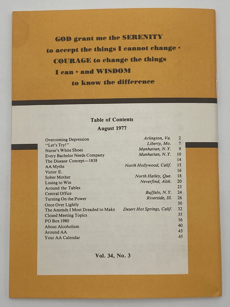 AA Grapevine - Overcoming Depression - August 1977 Recovery Collectibles