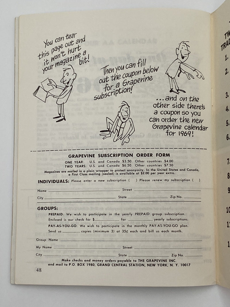 AA Grapevine - Past/Present/Future - July 1968 Recovery Collectibles