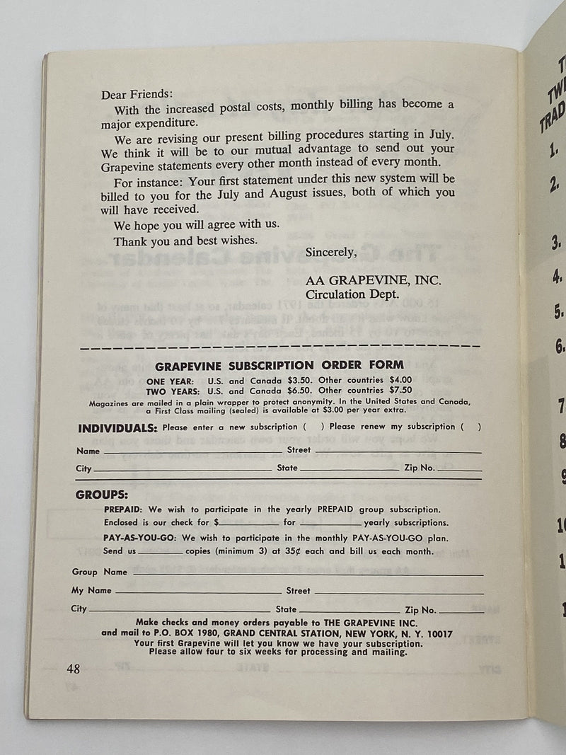 AA Grapevine - Prisons - August 1971 Recovery Collectibles